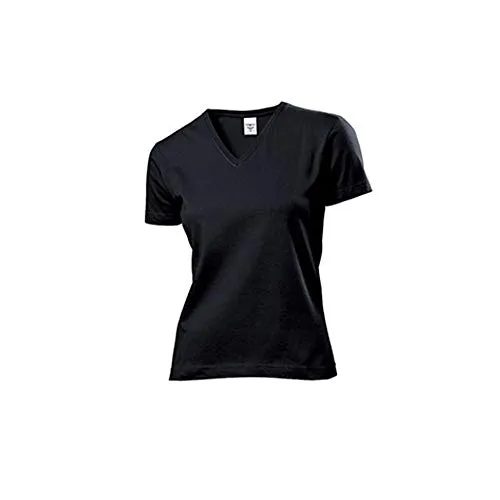 Stedman Apparel Damen Regular Fit T-Shirt Classic-T V-neck/ST2700, Schwarz - Black Opal, Gr. 42 (Herstellergröße: XL)