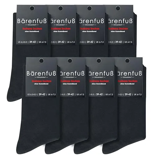 Bärenfuß Herren und Damen Premium Socken - 8 Paar ohne spürbare Naht oder Fusseln (Schwarz, 35-38)