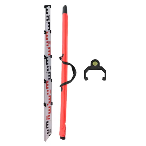 Teleskopmeßstab 5m RICHTER Set Teleskop Nivellierlatte Libelle Etui Meßlatte