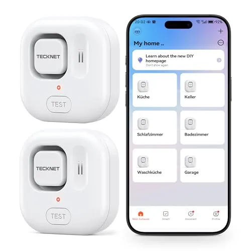 TECKNET WLAN Wassermelder mit Alarm und App-Benachrichtigung