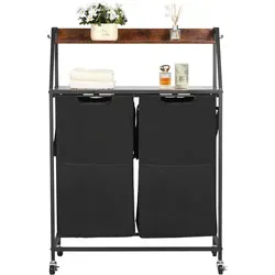 VEVOR Wäschekorb Wäschesammler mit 2 Fächern - Praktischer Wäschesammler mit 2 Fächern für effiziente Wäschetrennung. Robustes Design aus 600D Oxford-Gewebe, leicht zu reinigen und ideal für vielseitige Platzierung.