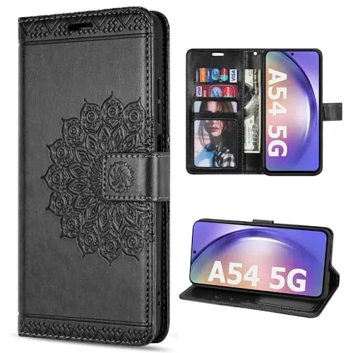 betterfon Hülle Kompatibel mit Samsung Galaxy A54 5G | Klapphülle Schutzhülle mit Kartenfächer Kompatibel für Galaxy A54 5G | Magnetverschluss Flip Case | Schwarz