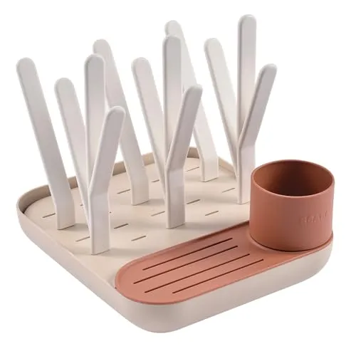 BÉABA, Abtropfgestell Babyflaschen, Großes Fassungsvermögen, Modular, Bis zu 6 Flaschen und Kindergeschirr, Zubehörtopf, Optimierter Abfluss, Leicht zu verstauen, Kompakt, Praktisch, Terracotta