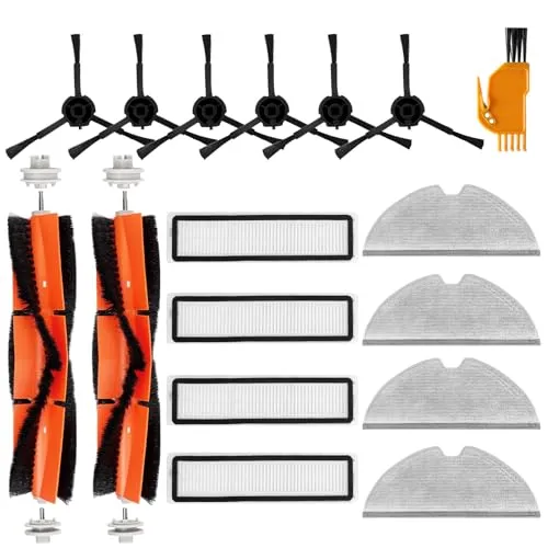 Stück Ersatzteile zubehör kompatibel mit Dreame D9 D9 Max D9 Max Gen2 D9 Pro L10 Pro Staubsaugerzubehör, inklusive 2 Hauptbürste, 6 Seitenbürsten, 4 Filter, 4 Wischtücher (schwarz) 17