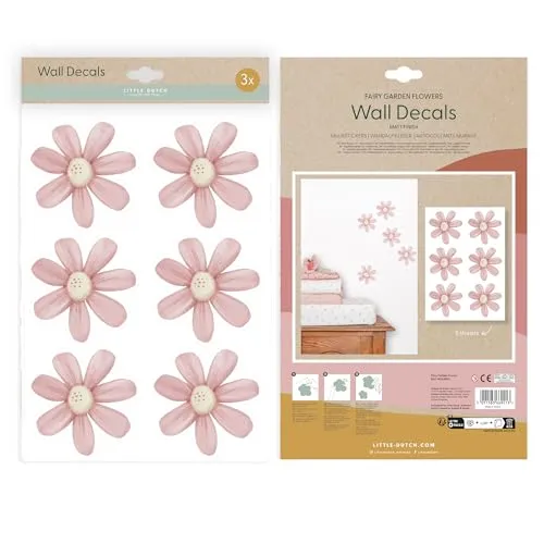 Little Dutch Wandsticker Set Fairy Garden Flowers A4 (3x St.) - Hochwertige, selbstklebende Wandtattoos im eleganten Design. Ideal zum einfachen Dekorieren von Wänden. Maße: 3x A4 (29,7x21cm). Für kreative Gestaltung in jedem Raum.