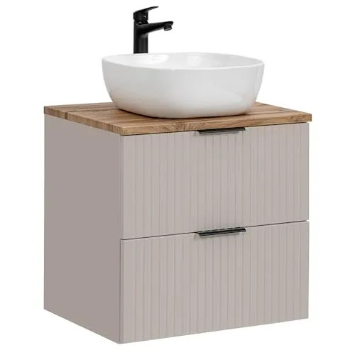 Lomadox Badezimmer Waschtisch 60cm - Waschplätze mit modernem Design, featuring hochwertige MDF-Fronten und 2 Softclose-Schubladen für leisen und sanften Komfort.