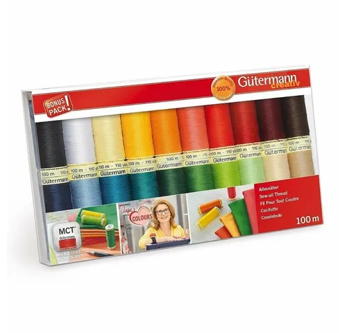 Nähfaden-Set 20 Spulen Allesnäher 100 m - Nähgarne in großer Farbauswahl, ideal für vielseitige Nähprojekte und kreative Anwendungen.