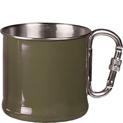 Mil-Tec Karabinerbecher S/Steel 250ml Oliv