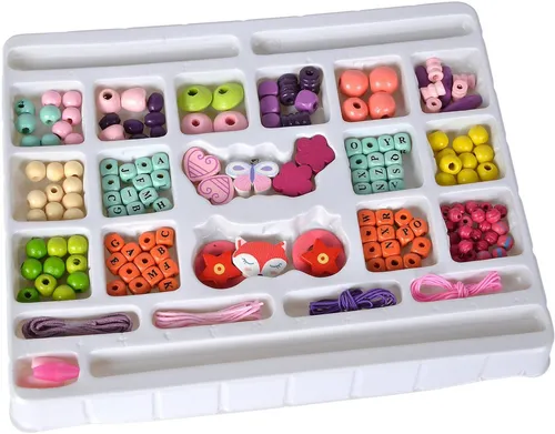 SIMBA Bastelperlen Spielzeug Kreativ 190 Teile Holzperlen Set Buchstaben 100003425