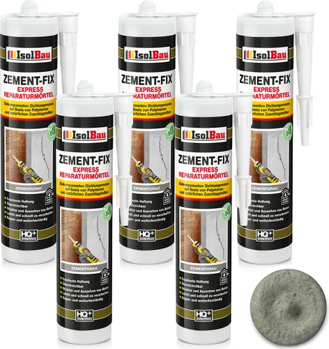Isolbau Zement-Fix 5 x 300 ml Zementgrau Express Reperaturmörtel