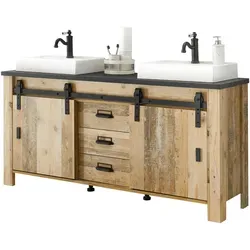 Furn.Design Doppel-Unterschrank mit 2x Waschbecken in beige von Furn.Design