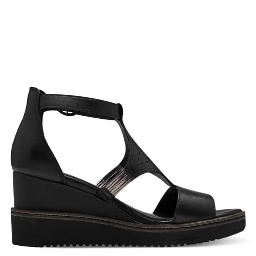 Tamaris Damen Keilsandalen – Elegante Sommerschuhe mit Keilabsatz - Entdecken Sie die stilvollen Keilsandalen von Tamaris. Ideal für Freizeit und Strand, bieten sie mit ihrem 7,5 cm hohen Keilabsatz und dem hochwertigen Materialmix Komfort und Stil.