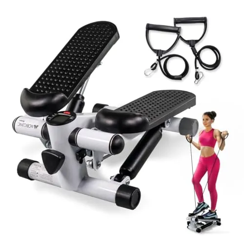Mobiclinic® Fitness Step Plus 2 in 1 Stepper mit Widerstandsseilen - Trainingsgeräte für das Ausdauertraining, ideal für ein komplettes Ganzkörpertraining mit anpassbarem Widerstand und LCD-Display zur genauen Fortschrittskontrolle.