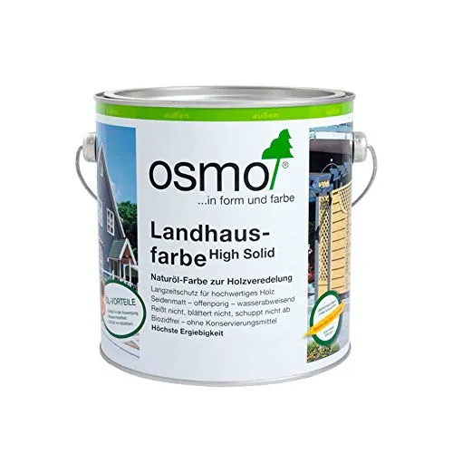 Osmo Landhausfarbe 2704 Steingrau 2,5 L - hochdeckende Holzfarbe - Lacke für Außenbereich, ideal für dauerhafte Anstriche auf Holzfassaden, Balkonen und Gartenmöbeln. Perfekt zur Erneuerung verwitterter Oberflächen.