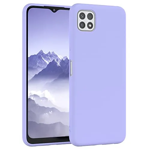 EAZY CASE Premium Silikon Handyhülle kompatibel mit Galaxy A22 5G Slimcover mit Kameraschutz und Innenfutter, Silikonhülle, Schutzhülle, Bumper, Handy Case, Hülle, Softcase, Lavendel Lila
