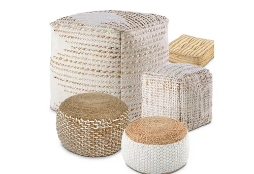 Amago home Sitzhocker Pouf aus Jute - Hocker für Wohnzimmer, handgefertigt aus natürlichen Materialien, ideal als zusätzliche Sitzgelegenheit oder Fußablage in verschiedenen Farben und Größen.