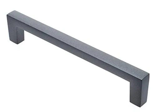 livingpoint24 Möbelgriff BA 128mm, Küchengriff Grau matt, Schrankgriff eckig