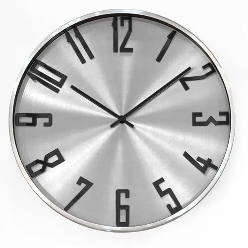 Silber Aluminium Wanduhr in silber von K&L Wall Art