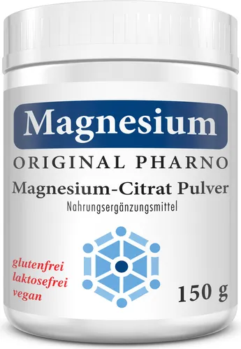 Original Pharno Magnesium-Citrat Pulver - 150g - Pures Magnesiumcitrat ohne Zusätze