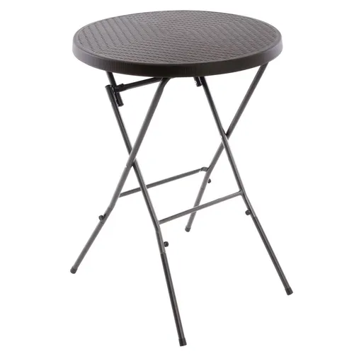 Stehtisch Partytisch H 110 cm x Ø 80 cm Rattan-Optik rund klappbar braun