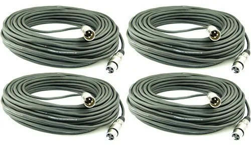 Adam Hall Cables 4 Stück K3MMF3000 Mikrofonkabel XLR female auf XLR male DMX Audio Kabel 3 pol polig (30 m, Schwarz, 4)