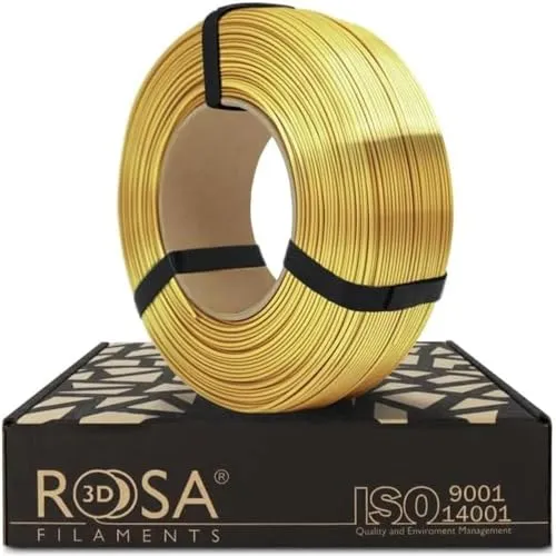 ROSA3D PLA Silk Filament 1.75 mm für 3D Drucker | Druckmaterialien Leicht Glänzend Bioabbaubar PLA 3D Drucker Filament | 3D Printing Materials | Gold Refill 1 kg