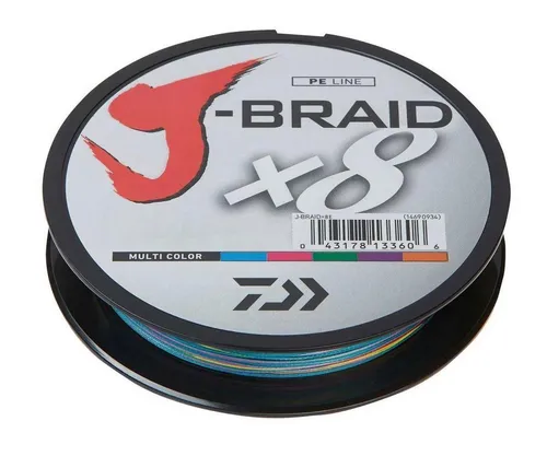 Daiwa J-Braid X8 Multi Color 0.10mm 6.0kg 150m - Angelschnur mit 8-facher Flechtung, extrem stark und langlebig, ideal für präzises Angeln und hohe Belastungen.