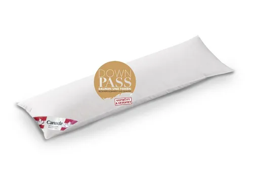 Seitenschläferkissen Canada 35x140 cm - Allergikerfreundlich mit Kanadischen Federn - Kissen für Seitenschläfer, 60° waschbar, ideal für Allergiker, gefüllt mit hochwertigen kanadischen Federn und Daunen, made in Germany.