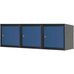 Proregal Mega Deal | 3x Schließfachwürfel Blocky mit Zylinderschloss + 2 Schlüssel | HxBxT 40x40x40cm | Anthrazit/Enzianblau