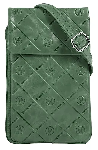 Umhängetasche BRUNO BANANI - Echt Leder, grün, leicht glänzend - Stylische Umhängetasche aus 100% Rindleder, perfekt für Festivals und Stadtbummel. Mit praktischen Kartenfächern und verstellbarem Schultergurt, handgepäcktauglich und immer ein Blickfang!