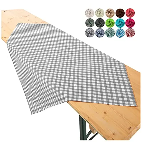 heimtexland ® Tischdecke Mitteldecke Biertisch Garten Tischdeko Landhaus Typ861 Vichy Karo Grau 90x90 cm