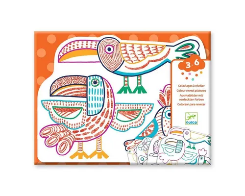 DJECO Malen nach Zahlen 12 Ausmalbilder für Kinder ab 18 Monaten mit Tiermotiven