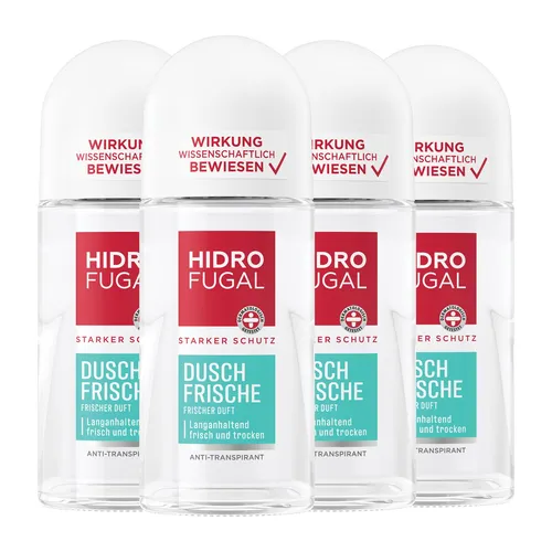 HIDROFUGAL Deo Roll-On Dusch Frische starker Anti-Transpirant Schutz 4 x 50 ml