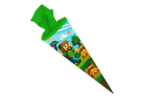 itenga Schultüte itenga Schultüte 70cm rund Blockgame PIXEL Zuckertüte Filzverschluss