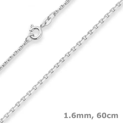 1,6mm diamantierte Ankerkette aus 925 Silber, 60 cm - Elegante Halskette aus hochwertigem Sterlingsilber, ideal für den täglichen Gebrauch. Mit ihrem schlichten Design passt sie zu jedem Outfit und ist ein stilvolles Accessoire für Damen.