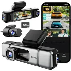 BOTSLAB 4 Kanal Dashcam Auto Vorne Hinten, 4 Channel 3K+3 * 1080P, Autokamera mit 128GB SD Karte, GPS 5GHz WiFi,3.18