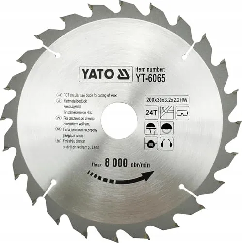 Yato YT-6065 TCT-Sägeblatt für Holz, 200 x 24 x 30 mm von YATO