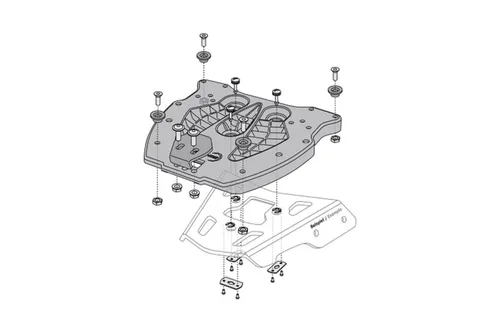 SW-Motech Adapterplatte für ALU-RACK Gepäckträger - TRAX Topcase Schwarz - Topcase Zubehör für ALU-RACK Gepäckträger, aus robustem Kunststoff gefertigt, ideal für sicheren Transport und einfachen Anbau.