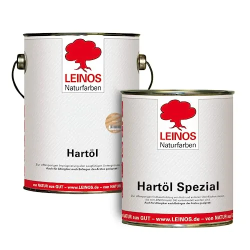 LEINOS Holzöl 2,5 l im Set mit Hartöl Spezial 750 ml als Finish | Farbloses Möbelöl für stark beanspruchte Oberflächen | Effektive Versiegelung und langanhaltenden Schutz im Innenbereich