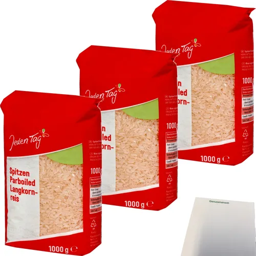 Jeden Tag Spitzenlangkorn Reis Parboiled 3er Pack 3x1kg Packung usy Block