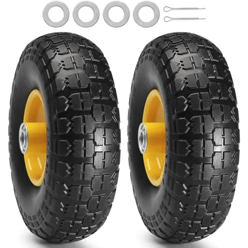 VEVOR Voll-PU-Räder mit RunFlat-Reifen, 10 Zoll, 2er-Pack, 400 lbs dynamische Belastung, 450 lbs statische Belastung, schlauchlose Reifen und Räder für Sackkarren, Nutzwagen, Dollies, Gartenanhänger