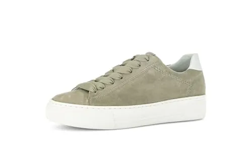 Gabor Comfort schilf Damen Sneaker in Grau, Größe 7.5 - Sportlicher Schnürer aus hochwertigem Velourleder, bietet außergewöhnlichen Tragekomfort und Flexibilität für jeden Tag.