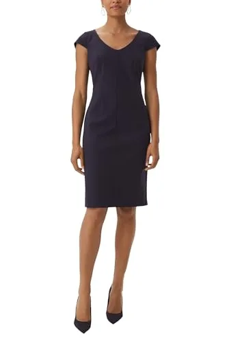 comma Kleid mit Kappärmeln - Freizeitkleid für Damen im Shaped Fit, mit elegantem V-Ausschnitt und Ziernaht für einen stilvollen Look.