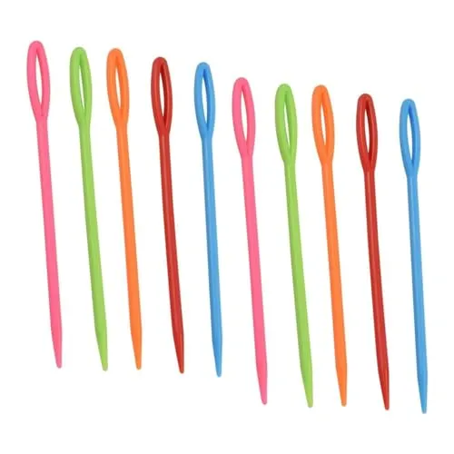 Kunststoff Nähnadeln,100 Stücke Plastiknähnadeln Großem öhr Plastik Nadeln Nadel Sticknadeln Wollnadel Strick Nadeln für Nähen Handwerk Mehrfarbig