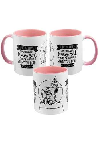 The Peanuts Tasse Snoopy - Magical Kaffeetasse aus Keramik Weiß Rosa 320 ml