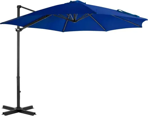 The Living Store Ampelschirm mit Aluminium-Mast Azurblau 300 cm