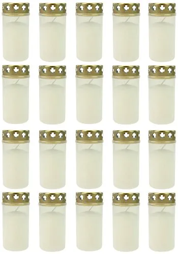 Grablicht Brenner Nr. 3 Weiß mit Deckel Grabkerzen Grablicht Grablichtkerze Trauerlicht Gedenkkerze Golddeckel (20)
