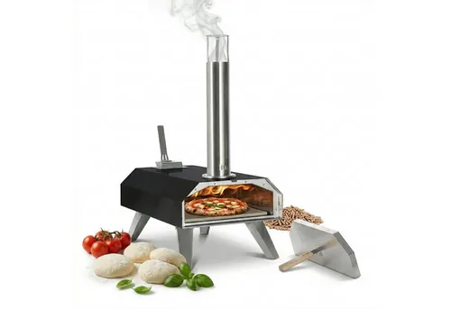 Relaxdays Pellet Pizzaofen mit Pizzastein – Kompakter Outdoor Genuss