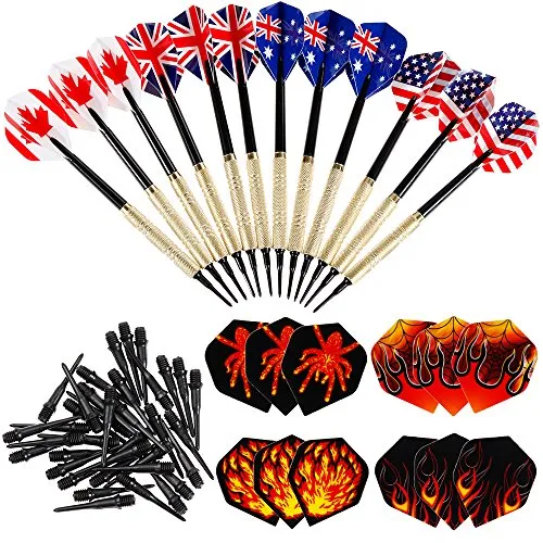 Nabance Dartpfeile für Dartscheibe Elektronisch 12Stk Darts Pfeile Dartpfeile Plastik Soft Dart Dart Schaft mit Dart Flights Dartspitzen und Ersatz und 36 Darts Tips