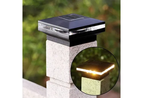 IC Gardenstyle LED Gartenleuchte 2er Set - Lampen für 9 x 9 cm Zaunpfosten, mit integriertem Solarmodul und Dämmerungssensor für automatische Beleuchtung, ideal als Orientierungslicht im Außenbereich.